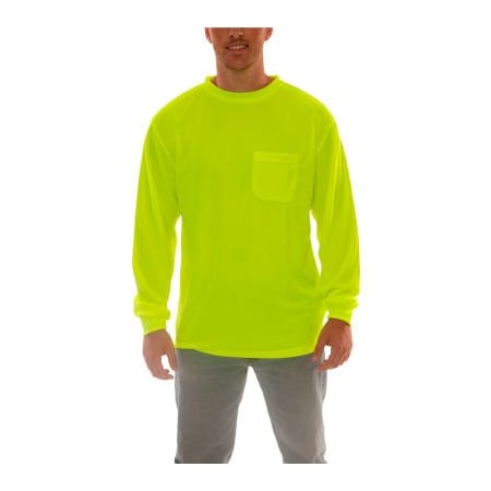 Tingley Long Sleeve Hi-Vis T-Shirt, Birds Eye Polyester, Lime, MD S75502.MD